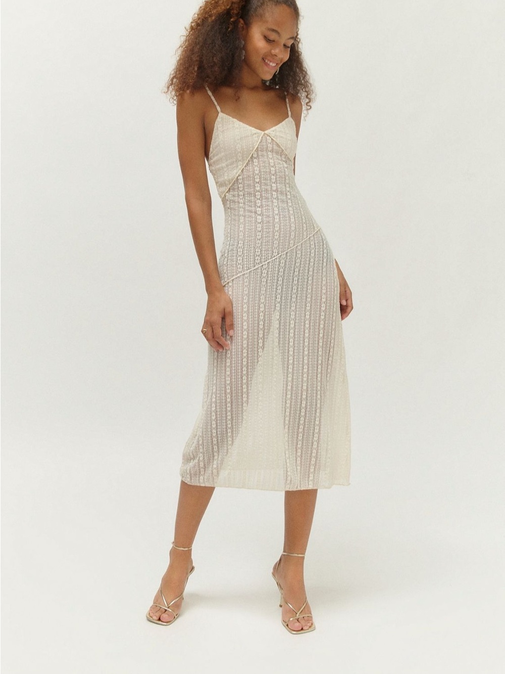 Motel Kehlani Sheer Lace Midi Dress